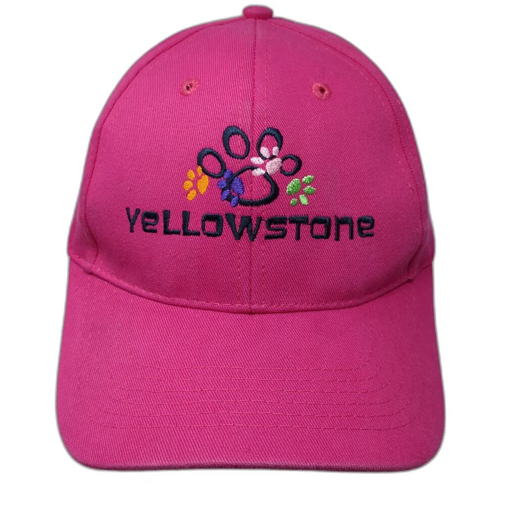 S Hats Yellowstone National Park Paw Print Hat Pink Baseball Cap One Size Strap